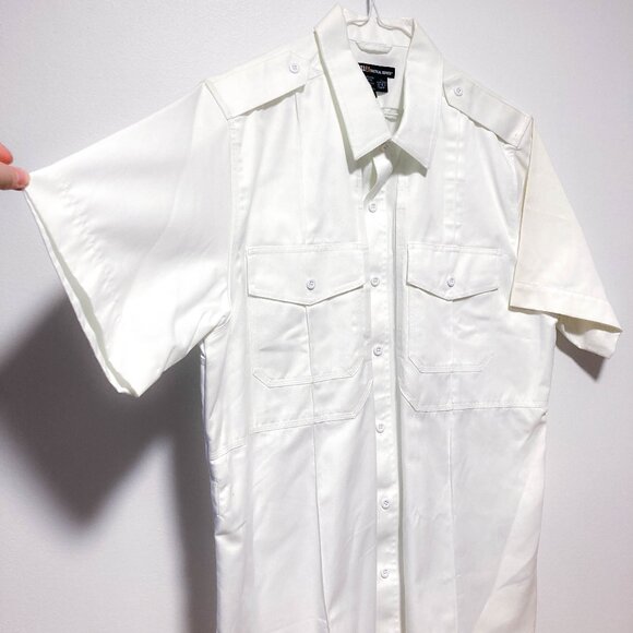 3 FOR $15 Mens uniform short sleeve shirt button down L White - Picture 2 of 13